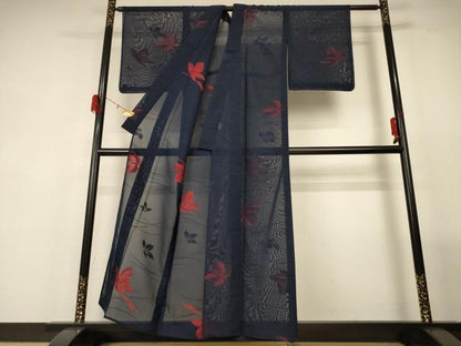 平和屋着物＊夏物　小紋　紗　舞花文　正絹　逸品　未使用　AABG2009jd