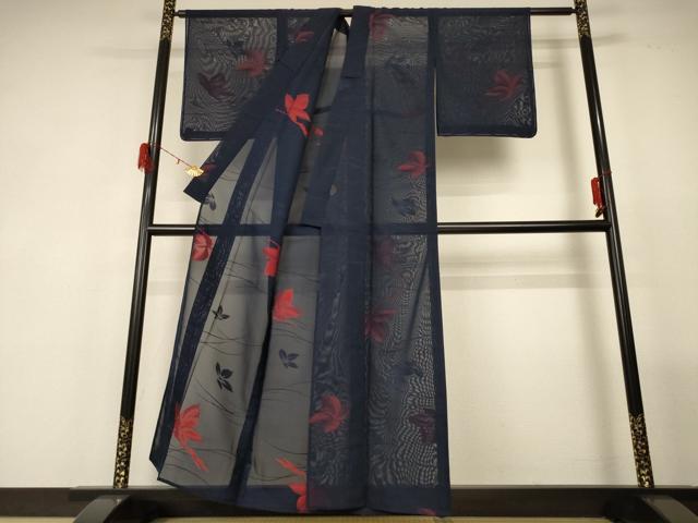 平和屋着物＊夏物　小紋　紗　舞花文　正絹　逸品　未使用　AABG2009jd