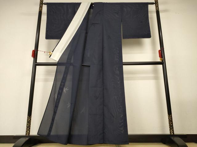 平和屋着物＊夏物 色無地 縦絽 鳳凰紋紗 藍鉄色 正絹 逸品 未使用 AABG2010jd