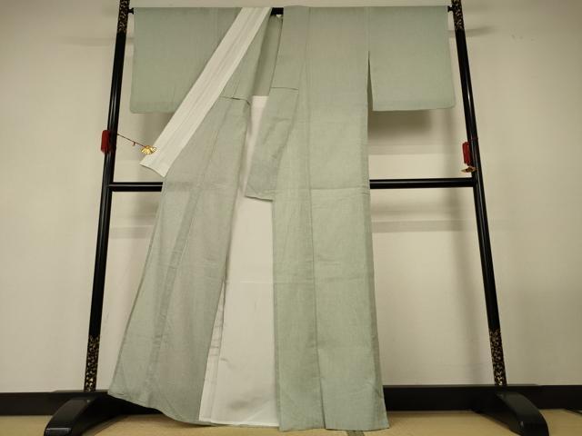 平和屋着物＊夏物　織物の名産　近江ちぢみ　縞　証紙付き　綿麻　AABG2015jd