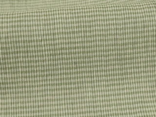 平和屋着物＊夏物　織物の名産　近江ちぢみ　縞　証紙付き　綿麻　AABG2015jd
