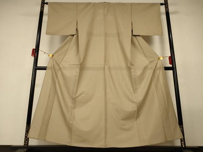 平和屋着物＊夏物 色無地 絽 よろけ縞紋紗 枯色 正絹 逸品 AABG2026jd