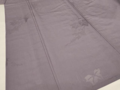 平和屋着物＊夏物 色無地 縦絽 蔦の葉紋紗 源氏鼠色 正絹 逸品 AABG2030jd