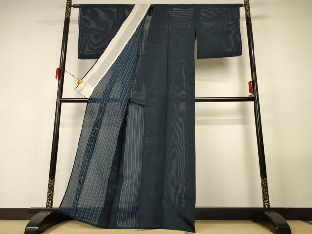 平和屋着物＊夏物 色無地 縦絽 変わり縞 褐返色 正絹 逸品 AABG2031jd