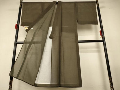 平和屋着物＊夏物 男性 色無地 絹紅梅 国防色 ゑり善扱い 正絹 逸品 AABG2034jd