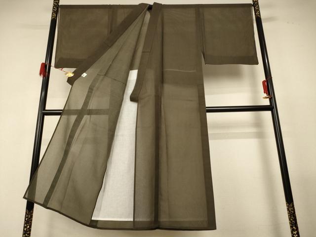平和屋着物＊夏物 男性 色無地 絹紅梅 国防色 ゑり善扱い 正絹 逸品 AABG2034jd