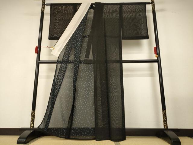 平和屋着物＊夏物 小紋 紗 丸文 正絹 逸品 AABG2035jd