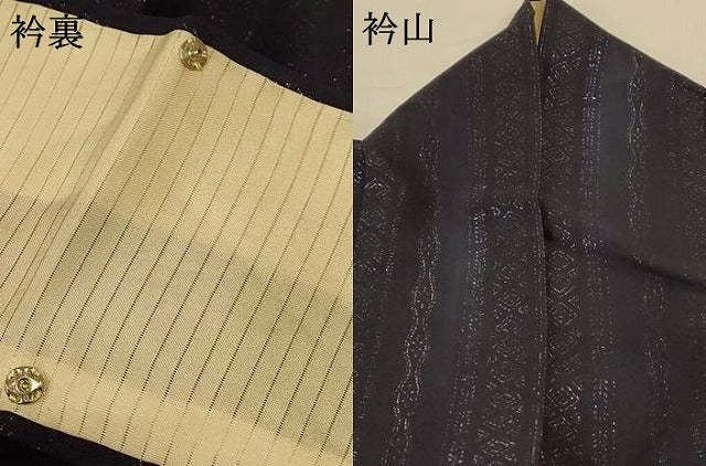 平和屋着物＊夏物　小紋　紗　間道　銀糸　正絹　逸品　AABG2037jd