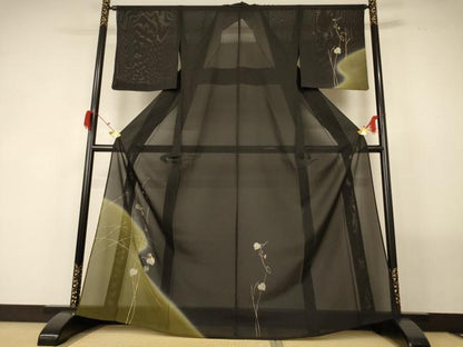 平和屋着物＊夏物　訪問着　絽　枝葉文　カマキリ　金彩　正絹　逸品　未使用　AABG2040jd