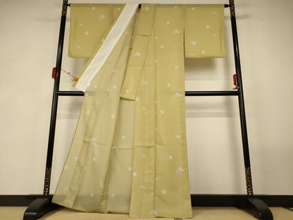 平和屋着物＊夏物 小紋 絽 舞花文 洗える着物 AABG2043jd
