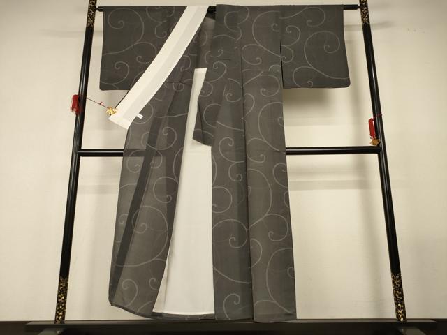 平和屋着物＊夏物 結城紬 夏結城 100亀甲 唐草文 正絹 逸品 AABG2045jd