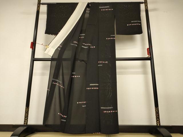 平和屋着物＊夏物 小紋 絽 丸文 正絹 逸品 AABG2052jd