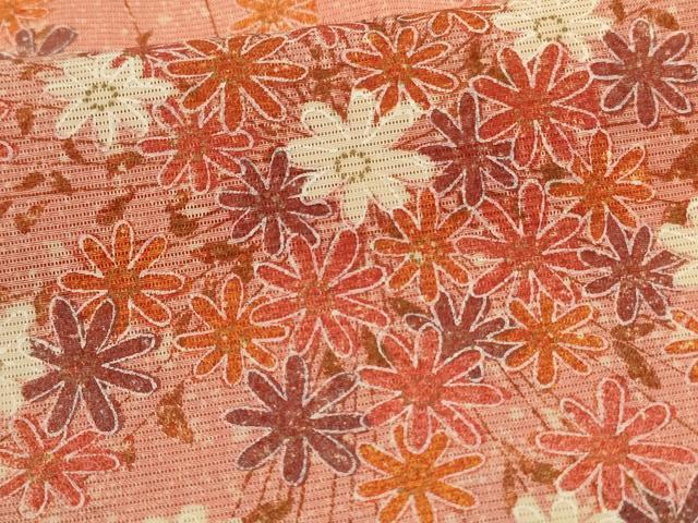 平和屋着物＊夏物 小紋 絽 草花文 暈し染め 正絹 逸品 AABG2053jd