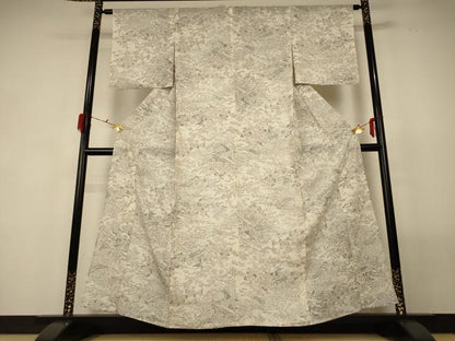 平和屋着物＊夏物 小紋 絽 風景草花文 正絹 逸品 AABG2054jd