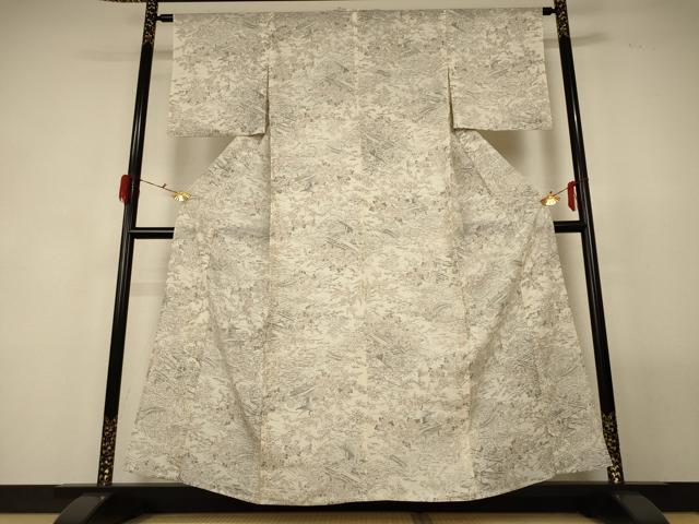 平和屋着物＊夏物 小紋 絽 風景草花文 正絹 逸品 AABG2054jd
