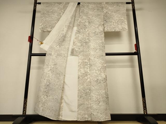 平和屋着物＊夏物 小紋 絽 風景草花文 正絹 逸品 AABG2054jd