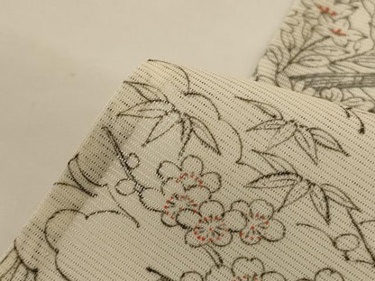 平和屋着物＊夏物 小紋 絽 風景草花文 正絹 逸品 AABG2054jd