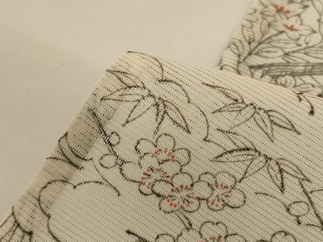 平和屋着物＊夏物 小紋 絽 風景草花文 正絹 逸品 AABG2054jd