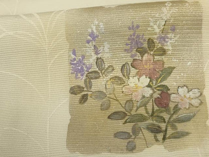 平和屋着物＊夏物 訪問着 絽 手描き 色紙草花文 暈し染め 金彩 正絹 逸品 AABG2057jd