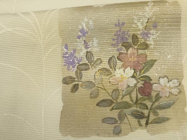 平和屋着物＊夏物 訪問着 絽 手描き 色紙草花文 暈し染め 金彩 正絹 逸品 AABG2057jd