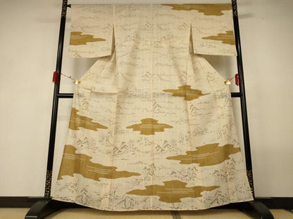 平和屋着物＊夏物 二代目 川村久太郎 訪問着 生紬 風景文 正絹 逸品 AABG2064jd