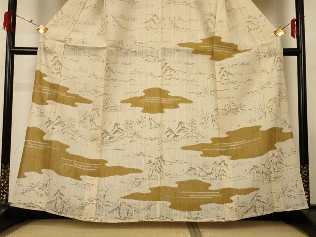 平和屋着物＊夏物 二代目 川村久太郎 訪問着 生紬 風景文 正絹 逸品 AABG2064jd