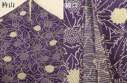 平和屋着物＊夏物 小紋 絽 たんぽぽ 正絹 逸品 AABG2066jd