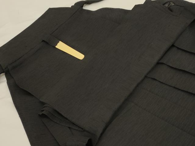 平和屋着物＊夏物　男性　馬乗り袴　黒色　正絹　逸品　AABG2074jd
