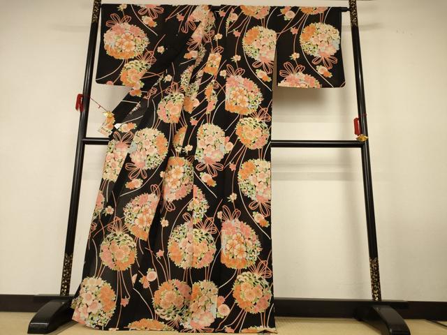 平和屋着物＊夏物 小紋 紅梅織 草花丸文 洗える着物 AABG2076jd