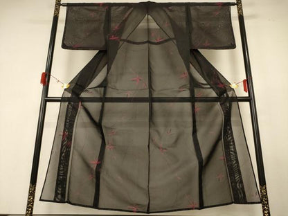 平和屋着物＊夏物 小紋 紗 草花文 正絹 逸品 AABG2077jd