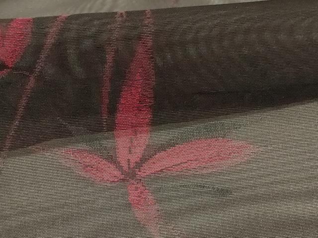 平和屋着物＊夏物 小紋 紗 草花文 正絹 逸品 AABG2077jd