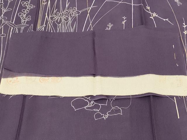 平和屋着物＊夏物 訪問着 縦絽 草花文 反端付き 正絹 逸品 AABG2079jd