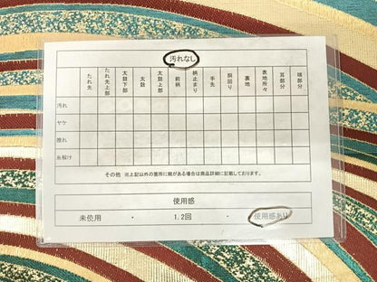 平和屋着物◎六通柄袋帯　唐織　流線文　金糸　正絹　逸品　AABG2081yx