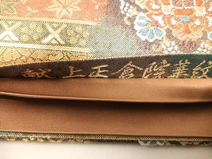 平和屋着物◎六通柄袋帯　唐織　献上正倉院華紋　金糸　正絹　逸品　AABG2084yx