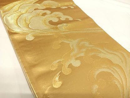 平和屋着物◎六通柄袋帯 立波文 金糸 正絹 逸品 AABG2089yx