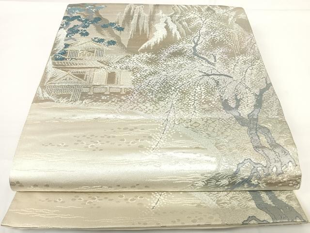 平和屋着物◎六通柄袋帯　錦装嵯峨野　銀糸　正絹　逸品　AABG2093yx