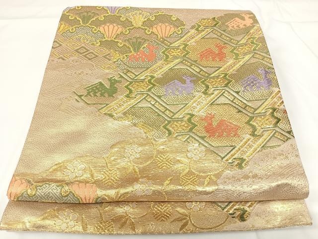 平和屋着物◎六通柄袋帯 唐織 有栖川文様 金糸 AABG2100yx