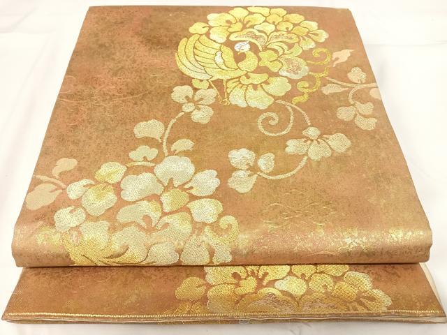 平和屋着物◎六通柄袋帯 花鳥文 金銀糸 正絹 逸品 AABG2105yx