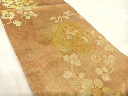 平和屋着物◎六通柄袋帯 花鳥文 金銀糸 正絹 逸品 AABG2105yx