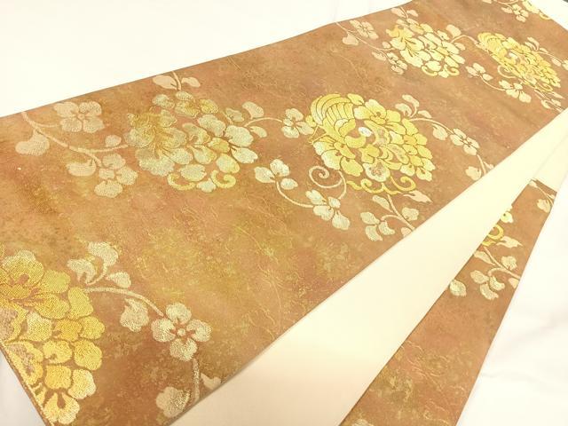 平和屋着物◎六通柄袋帯 花鳥文 金銀糸 正絹 逸品 AABG2105yx