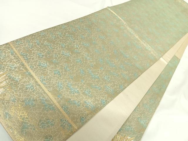 平和屋着物◎太鼓柄袋帯 唐織 松葉 金銀糸 正絹 逸品 AABG2107yx