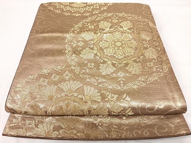 平和屋着物◎六通柄京袋帯 正倉院花文 金糸 正絹 逸品 AABG2115yx
