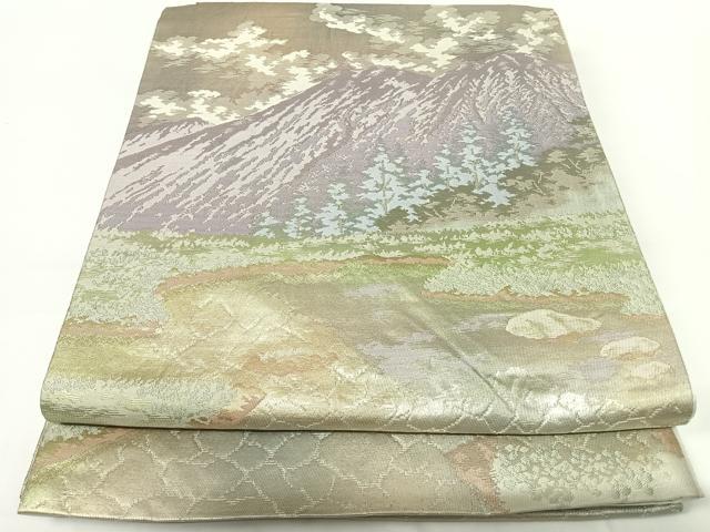 平和屋着物◎六通柄袋帯　水晶岳を望む　金銀糸　正絹　逸品　AABG2116yx