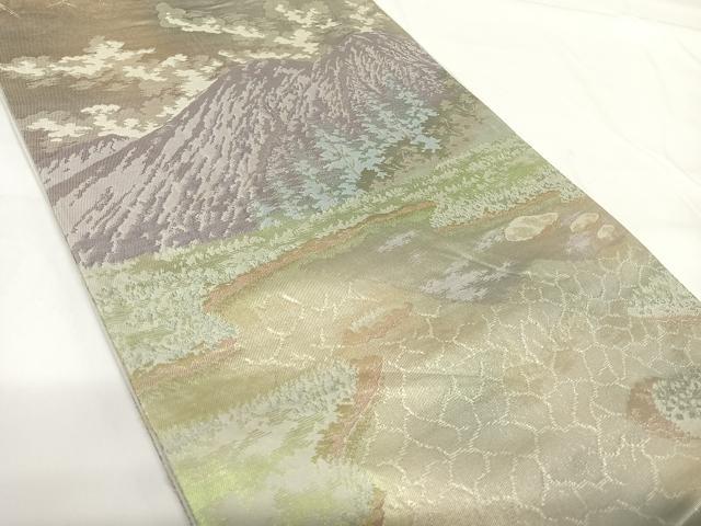 平和屋着物◎六通柄袋帯　水晶岳を望む　金銀糸　正絹　逸品　AABG2116yx