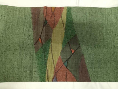 平和屋着物◎太鼓柄袋帯 紬地 幾何学文様 正絹 逸品 AABG2118yx