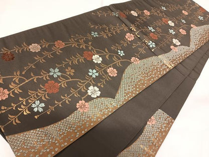 平和屋着物◎六通柄京袋帯　唐織　枝垂れ花文　金糸　AABG2122yx