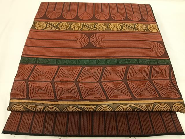 平和屋着物◎六通柄　本袋帯　幾何学文様　正絹　逸品　AABG2131yx