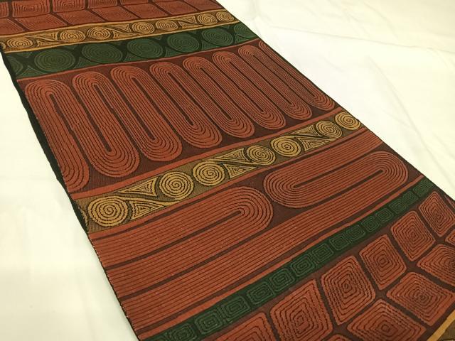 平和屋着物◎六通柄　本袋帯　幾何学文様　正絹　逸品　AABG2131yx