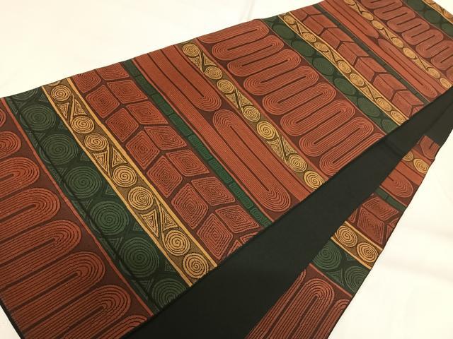 平和屋着物◎六通柄　本袋帯　幾何学文様　正絹　逸品　AABG2131yx