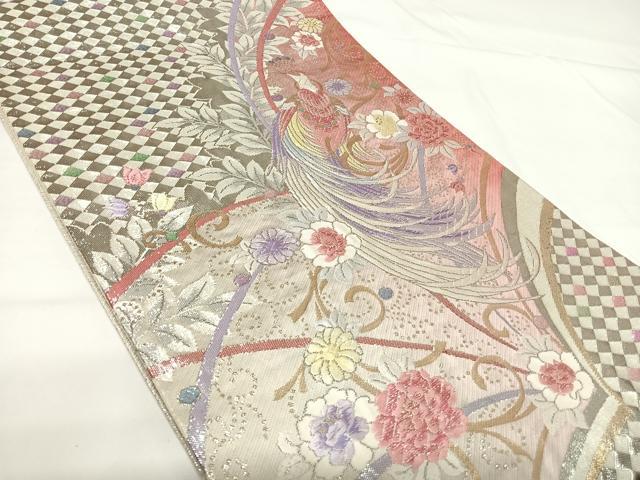 平和屋着物◎佐賀錦　六通柄袋帯　唐織　花鳥文　金銀糸　正絹　逸品　AABG2134yx